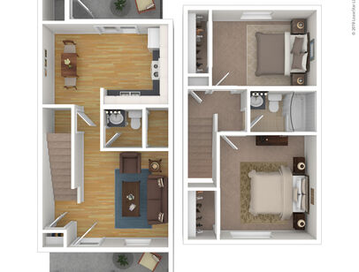 2 Bedroom 1.5 Bathroom: Beds - 2: Baths - 1.5: SqFt Range - 928 to 928