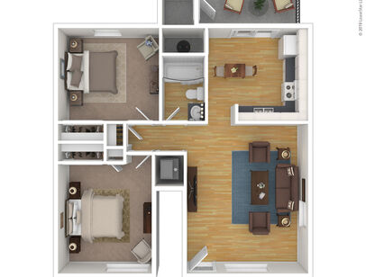 2 Bedroom 1 Bathroom: Beds - 2: Baths - 1: SqFt Range - 750 to 750