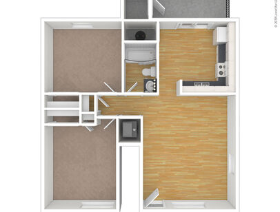 2 Bedroom 1 Bathroom: Beds - 2: Baths - 1: SqFt Range - 750 to 750