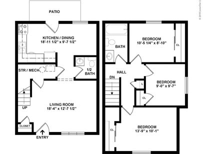 3 Bedroom Townhouse: Beds - 3: Baths - 1.5: SqFt Range - 500 to 500