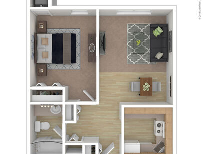 1 Bedroom: Beds - 1: Baths - 1: SqFt Range - 615 to 615