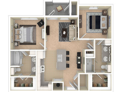 B1: Beds - 2: Baths - 2: SqFt Range - 960 to 960