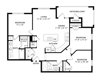 C1: Beds - 3: Baths - 2: SqFt Range - 1163 to 1163