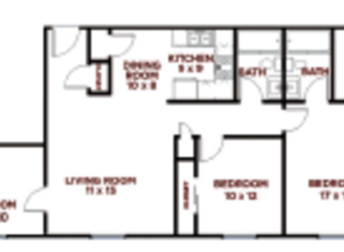 Style HH: Beds - 3: Baths - 2: SqFt Range - 1114 to 1114