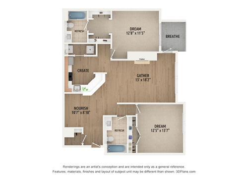 B1 3D Unfurnished Floorplan
