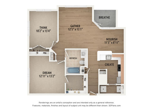 A3D 3D Unfurnished Floorplan