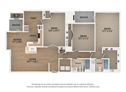 C2 3D Unfurnished Floorplan