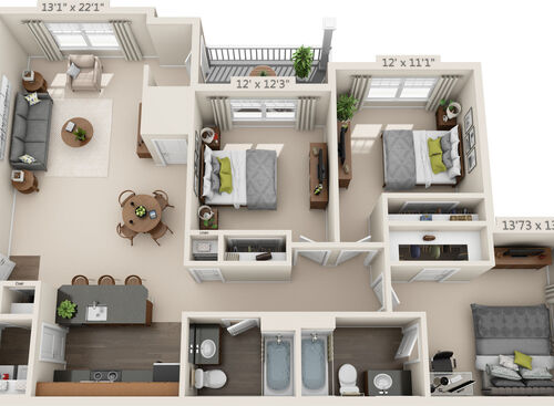 The Lionheart: Beds - 3: Baths - 2: SqFt Range - 1342 to 1342