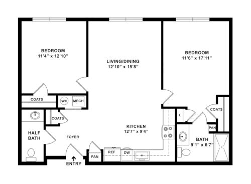 2B: Beds - 2: Baths - 1.5: SqFt Range - 979 to 979