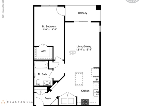 Palladium Aubrey - A2 One Bedroom - 1 bed - 1 bath - 767 sf