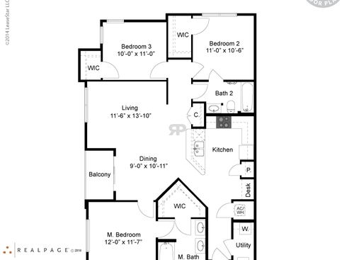 Palladium Aubrey - C1 Three Bedroom - 3 bed - 2 bath - 1189 sf