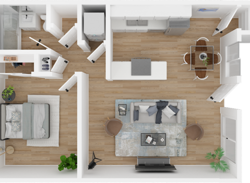 One Bedroom: Beds - 1: Baths - 1: SqFt Range - 574 to 574
