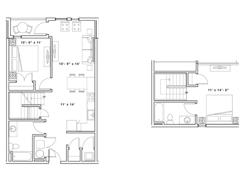 A1 - Loft: Beds - 2: Baths - 2: SqFt Range - 996 to 996