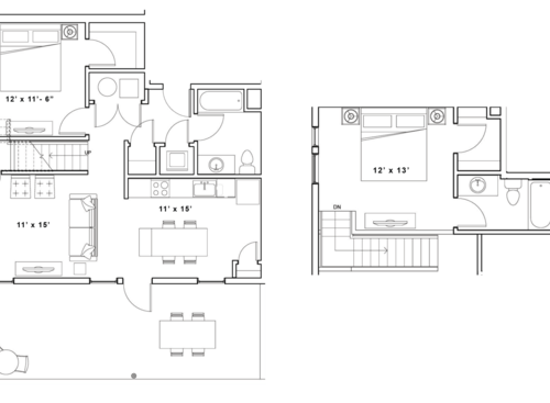 L - Loft: Beds - 2: Baths - 2: SqFt Range - 1119 to 1119