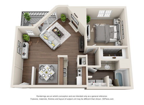 The Guadalupe: Beds - 1: Baths - 1: SqFt Range - 700 to 700