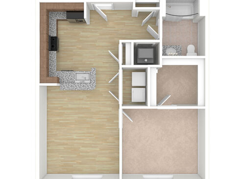 1 Bedroom, 1 Bath - A: Beds - 1: Baths - 1: SqFt Range - 614 to 646