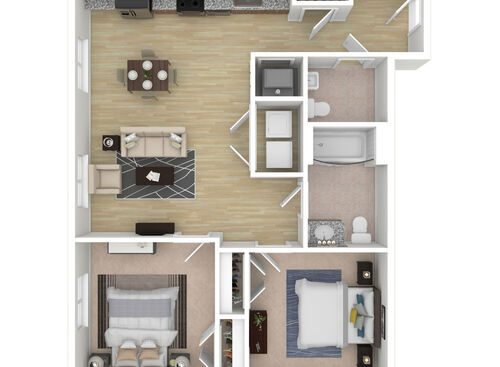 2 Bedroom, 1.5 Bath: Beds - 2: Baths - 1.5: SqFt Range - 827 to 904