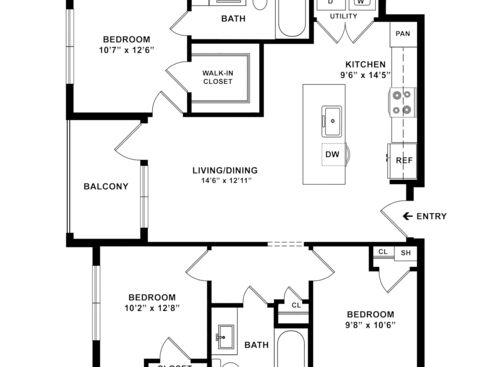 C160: Beds - 3: Baths - 2: SqFt Range - 1055 to 1055