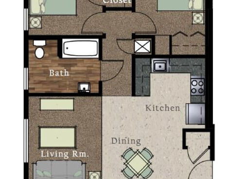 D: Beds - 2: Baths - 1: SqFt Range - 731 to