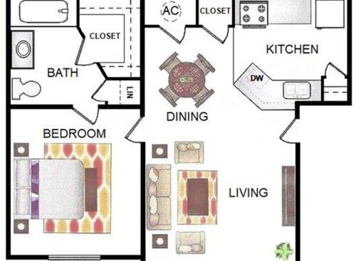 A1: Beds - 1: Baths - 1: SqFt Range - 585 to 585