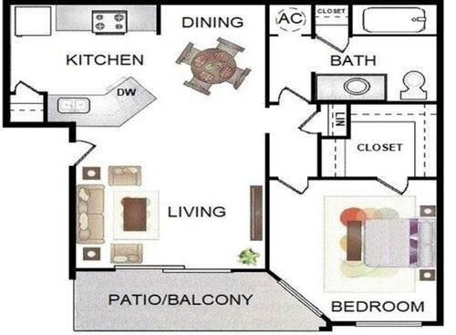 A2: Beds - 1: Baths - 1: SqFt Range - 653 to 653
