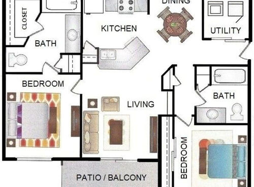 B3: Beds - 2: Baths - 2: SqFt Range - 988 to 988
