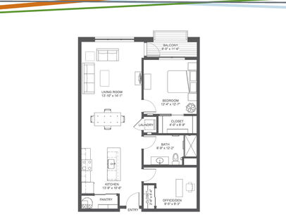 Riley: Beds - 1: Baths - 1: SqFt Range - 1010 to
