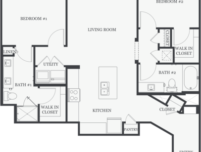 B1 - The Atchinson: Beds - 2: Baths - 2: SqFt Range - 1030 to 1030