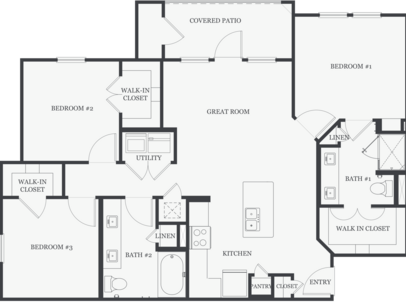 C1 - The Topeka: Beds - 3: Baths - 2: SqFt Range - 1185 to 1185