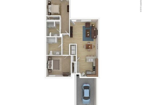 The Paradise: Beds - 2: Baths - 2: SqFt Range - 1260 to 1260