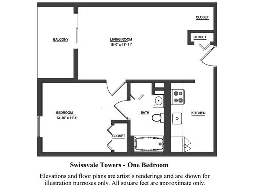 1 Bedroom: Beds - 1: Baths - 1: SqFt Range - 575 to 575