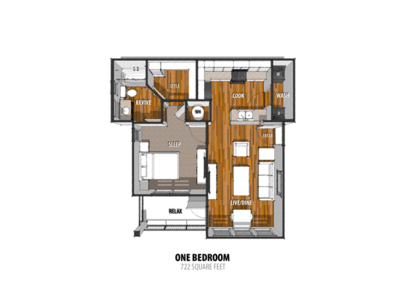 1B1B-Y: Beds - 1: Baths - 1: SqFt Range - 722 to 722