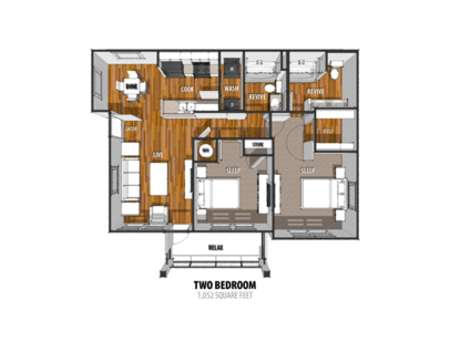 2B2B-Y: Beds - 2: Baths - 2: SqFt Range - 1052 to 1052