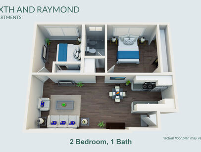 2 Bedroom 1 Bath: Beds - 2: Baths - 1: SqFt Range - 900 to