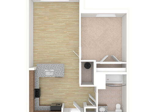 1 Bedroom - 1A: Beds - 1: Baths - 1: SqFt Range - 633 to