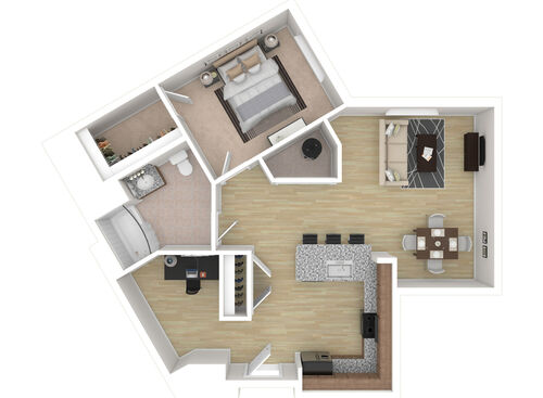 1 Bedroom - 1B: Beds - 1: Baths - 1: SqFt Range - 819 to