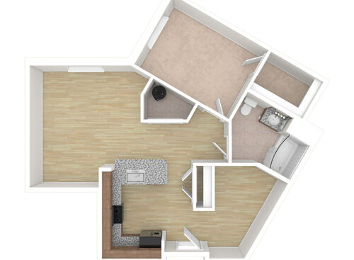 1 Bedroom - 1B1: Beds - 1: Baths - 1: SqFt Range - 844 to