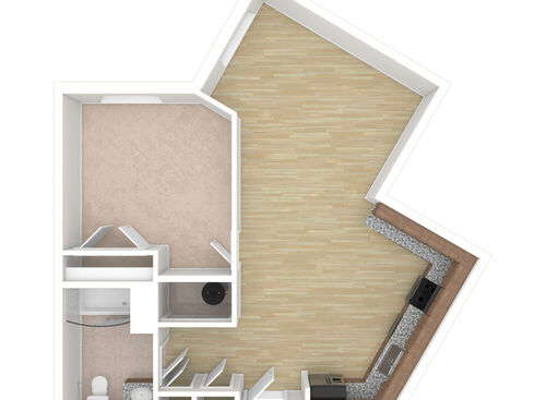 1 Bedroom - 1E: Beds - 1: Baths - 1: SqFt Range - 744 to