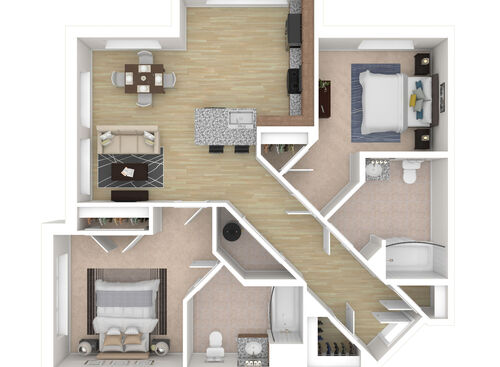 2 Bedroom - 2B: Beds - 2: Baths - 2: SqFt Range - 918 to