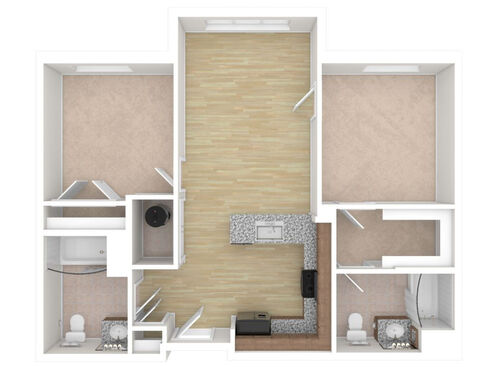 2 Bedroom - 2A: Beds - 2: Baths - 2: SqFt Range - 873 to