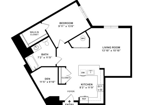1 Bedroom - 1B: Beds - 1: Baths - 1: SqFt Range - 819 to 831