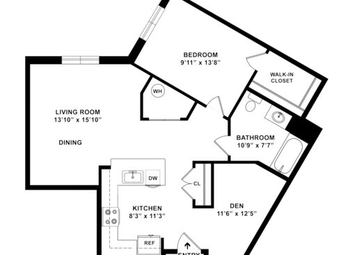 1 Bedroom - 1B1: Beds - 1: Baths - 1: SqFt Range - 844 to 844