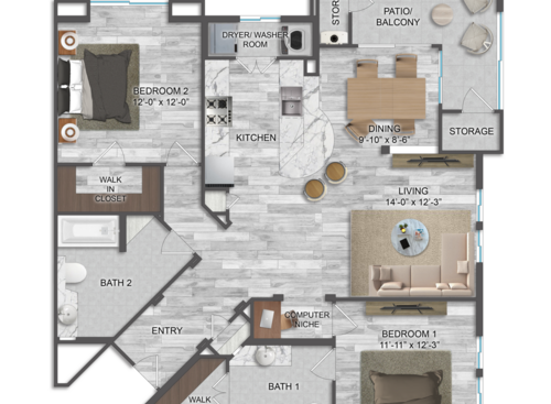 Castello: Beds - 2: Baths - 2: SqFt Range - 1162 to 1162