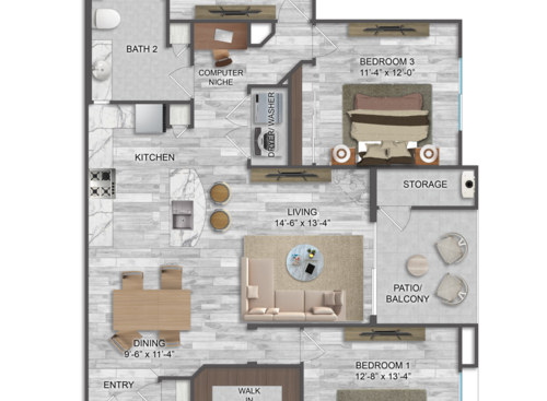 Florentina: Beds - 3: Baths - 2: SqFt Range - 1373 to 1373