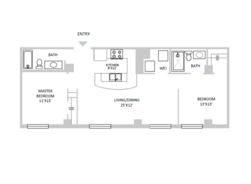 Two Bedroom Suite Series 01: Beds - 2: Baths - 2: SqFt Range - 1100 to 1100
