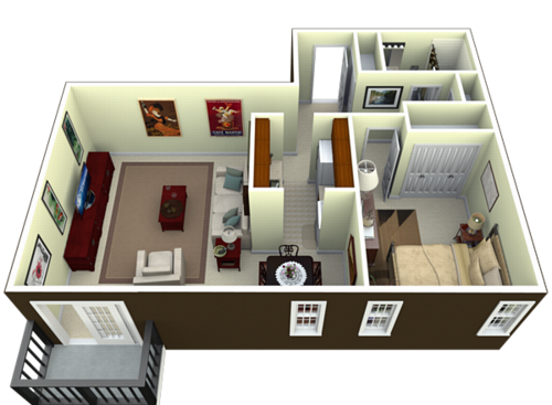 Knollwood: Beds - 1: Baths - 1: SqFt Range - 677 to 734