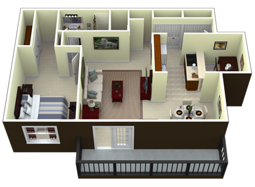 The Keystone: Beds - 1: Baths - 1: SqFt Range - 950 to 1100