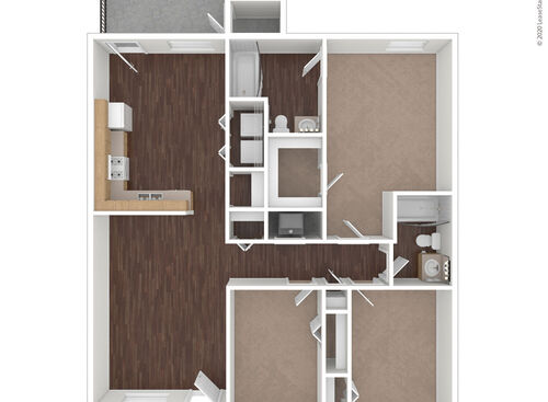 3x2 3D Unfurnished Floor Plan
