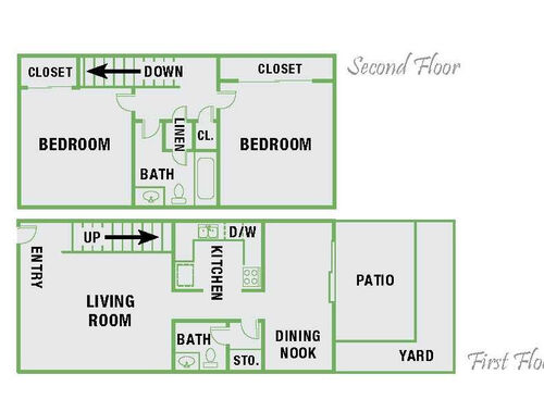 Two Bedroom: Beds - 2: Baths - 1.5: SqFt Range - 945 to 945