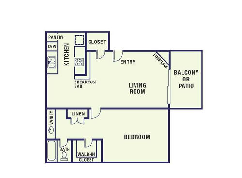 One Bedroom: Beds - 1: Baths - 1: SqFt Range - 740 to 740